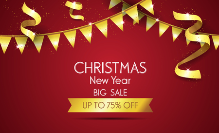 Christmas sale design template. Vector illustration, special offer shopping illustration.のイラスト素材