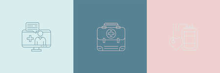 Medical icons on colored background.Vector logo design Templates.のイラスト素材