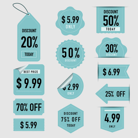 Sale stickers. Price Tag Banner Set.  Graphic for offer labels design template vector isolated symbol collectionのイラスト素材