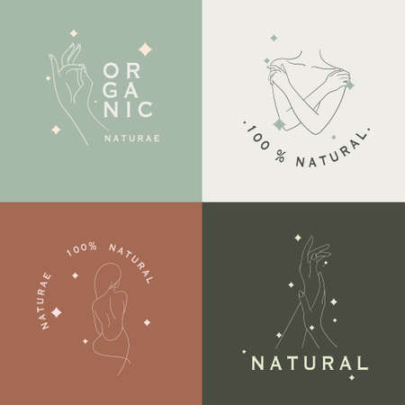Drawing of set banner beauty. Continuous line Portrait hand of a girl ,drawing Abstract women's In a Modern Minimalist Style. Vector Illustration.のイラスト素材