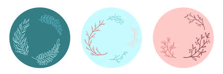 Abstract Banner set floral backgrounds for Wedding. Vector templates in boho style with copy space for textのイラスト素材