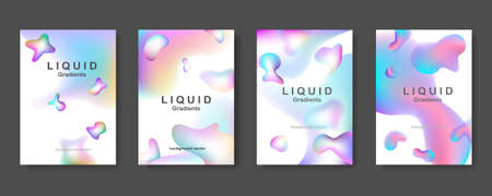 Liquid Gradient color background design. Set of poster covers with color vibrant gradient background. Futuristic design posters.  vector.のイラスト素材
