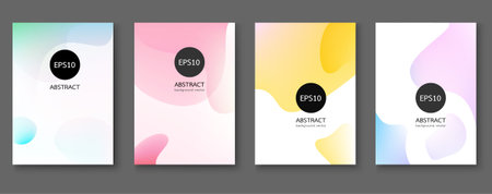 Set of poster covers with color vibrant Liquid Gradient background. Vector illustration. Eps10のイラスト素材