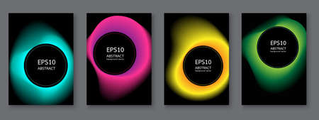 Abstract colorful badges set isolated on white background. Abstract dynamic geometric banners. Modern backdrop with place for text.のイラスト素材