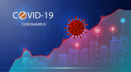 Changes in the stock market due to a pandemic (coronavirus covid-19). Virus economy impacts. Vector background Coronavirus and marketのイラスト素材