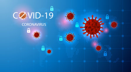 Covid-19 background. Vector concept of dangerous virus in China with medical cell.のイラスト素材