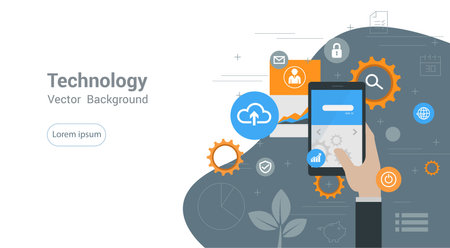 Easy management concepts for business.Flat design concepts for Online Advertising.Vector illustrationのイラスト素材