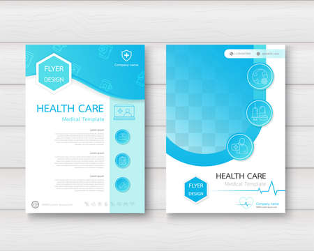 Set Medicine and science , annual report, flyer design templates design and flat icons.  healthcare, pharmacy presentation, document cover and and presentation vector illustrationのイラスト素材
