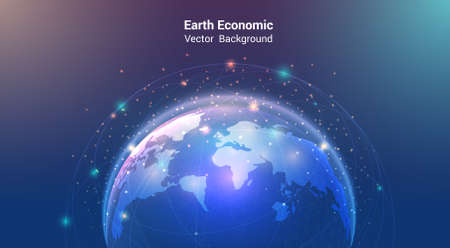 Earth economic On Stock market Graph - Global Economy Concept Economic growth graph chart. Vector illustration.のイラスト素材