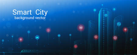 Smart city concept.Sky background. Future city or smart city concept.のイラスト素材