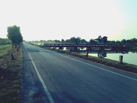 Country road near canalの素材