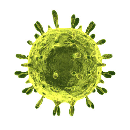 3D Green Virus Illustrate sample on the white backgroundの写真素材