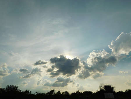 blue evening sky clouds dayの写真素材
