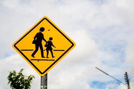 Yellow School Warning Signの写真素材