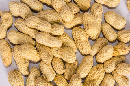 Close up groundnuts on white background