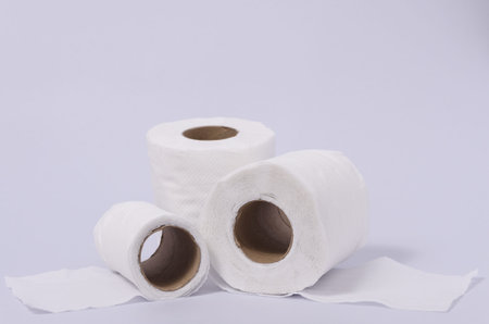 Isolated of three roll of tissue paper on white background