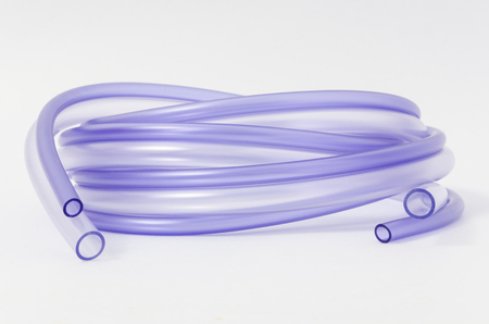 Dark and light transperent plastic tube isolated on white backgroundの写真素材