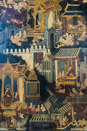 Traditional Thai style church door artの写真素材
