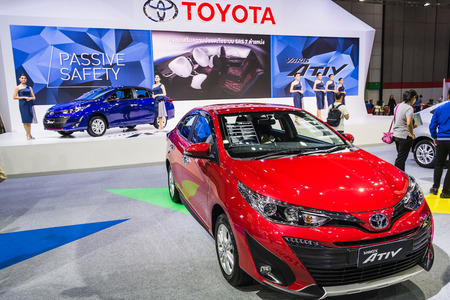 BANGKOK - AUGUST 21, 2017 : Toyota Yaris Ativ on display at Bangkok International Grand Motor Sale 2017(Big Motor Sale) in Bangkok, Thailandのeditorial素材