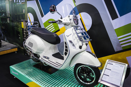 BANGKOK - AUGUST 21, 2017 : vespa gts super 300 abs on display at Bangkok International Grand Motor Sale 2017(Big Motor Sale) in Bangkok, Thailandのeditorial素材