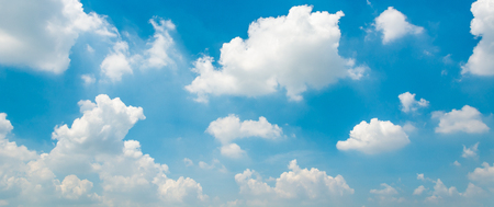 The vast blue sky and tiny clouds with beautiful sky background on summer or spring day.panoramaの写真素材
