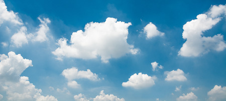The vast blue sky and tiny clouds with beautiful sky background on summer or spring day.panoramaの写真素材