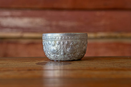 Thai Antique Aluminum Small Water Bowl , add water and ice.
