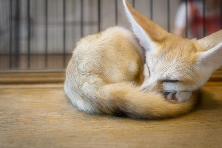 lovely cute Fennec fox sleepping