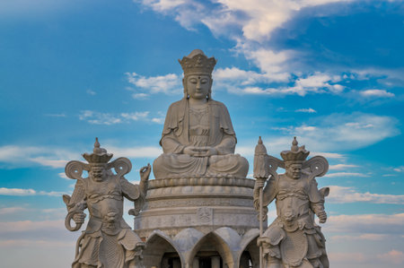 Ramintra Road, Bangkok, Thailand - October 27, 2019 :Shiv Temple  - Guanyin Statueのeditorial素材