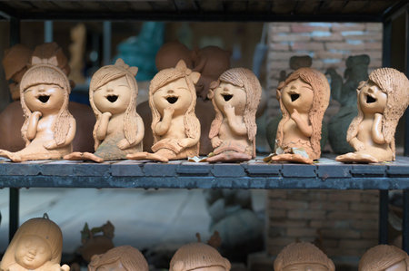 Lopburi, Thailand - November 2, 2019: Community Ban Din Mot Daeng Market.Mermaid made by clay.のeditorial素材