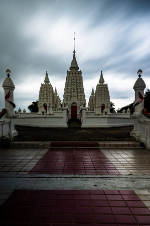Bangkok, Thailand, August 21, 2022 : Wat Amara Wararam Namtham. Mahabodhi Temple model.のeditorial素材