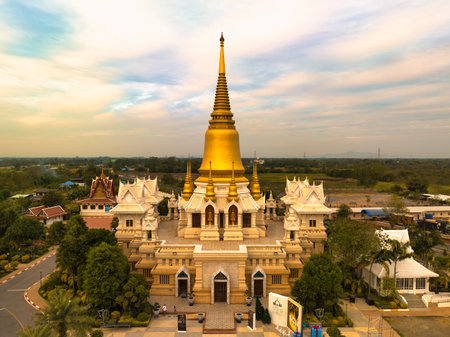 Ayutthaya, Thailand. 07 January  2023, Wat Tako, Ornate Buddhist temple topped with golden spires, known for the mummified remains of a former abbot.のeditorial素材
