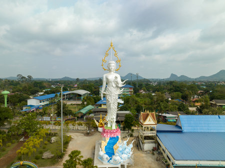 Chonburi, March 12, 2023. Wat Nong Chap Tao, Unique temple with a main turtle theme that is impressive and diverse. a more standard white snake temple with a moat.のeditorial素材