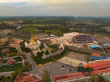 Ayutthaya, Thailand. 07 January  2023, Wat Tako, Ornate Buddhist temple topped with golden spires, known for the mummified remains of a former abbot.のeditorial素材