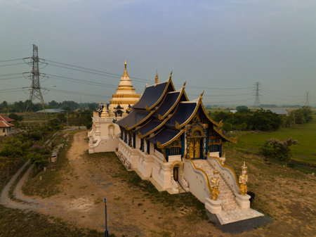 Lopburi, April 17 2023. Wat Phra Nang Chamadevi, Serene and calming ambience.  Lovely people.  Pristine views of the Thai rural landscape.のeditorial素材