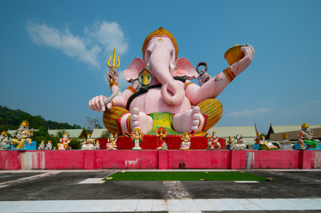 Nakhon Nayok, March 05, 2023. Makha Bucha Park, religious place havin 1250 buddha statues to worship about Makhabucha.のeditorial素材