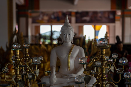 Khon Kaen, Thailand, Jan 13, 2023 : Phra Mahathat Kaen Nakhon (Wat Nong Wang ), Pagoda-style Buddhist temple featuring 9 receding levels topped with a soaring golden spire.のeditorial素材