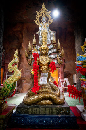 Nakhon Pathom, March 05, 2023.  Wat Maniwong, A sacred temple with extravagant & lavish 1,000 Naka...