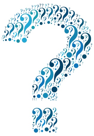 Question mark symbol and arrangement concept on white background  word cloud の写真素材