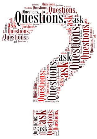 Question mark symbol and arrangement concept on white background  word cloud の写真素材
