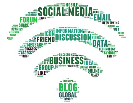 Social media info text graphic and arrangement concept.の写真素材