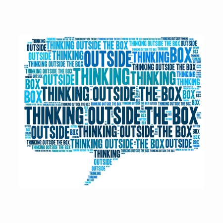 Think outside the box info text graphics arrangement conceptの写真素材