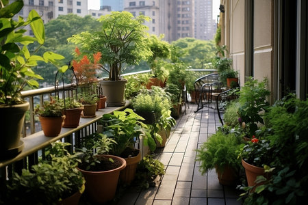 a cozy balcony garden in the cityの素材