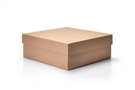 brown color blank paper box isolated on white backgroundの素材