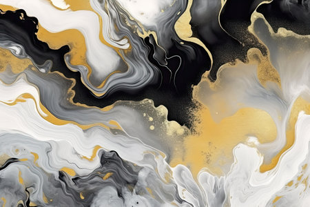 Marble Black and white with gold abstract background Generative AIの素材