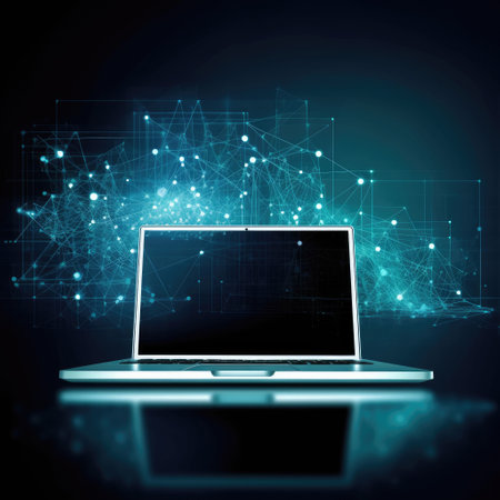Note book Triangular tech background with connections, Internet Connection technology background Generative AIの素材