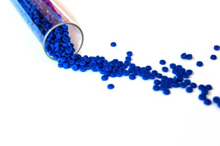 Close-up of plastic polymer granules, polymer plastic, polymer pallet, Plastic ball.の写真素材