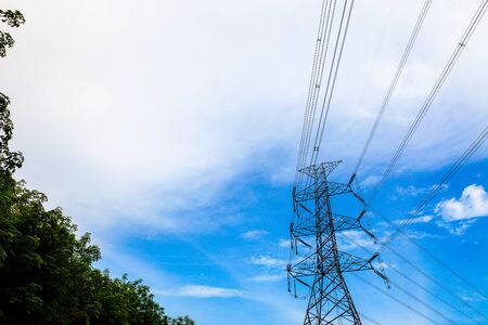 High voltage post or High voltage tower on Sunset Background.の写真素材