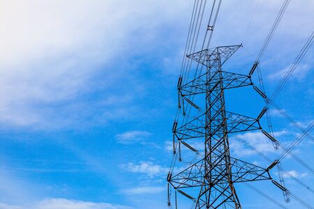 High voltage post or High voltage tower on Sunset Background.の写真素材