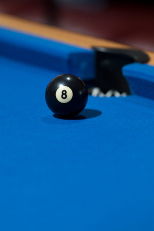 Focus on black billiard ballの写真素材
